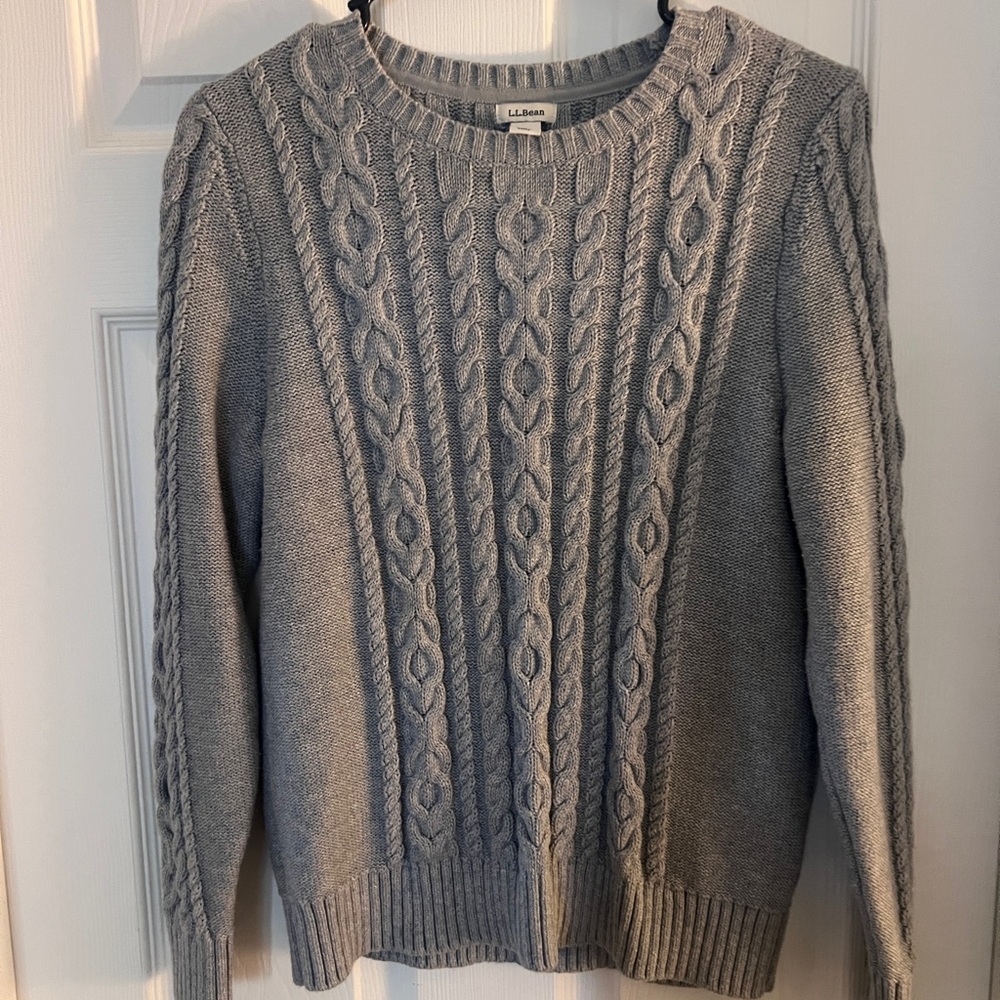 L.L. Bean Women's Classic Gray Cable Sweater